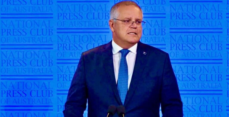 PM Morrison at a national press club address,; COVID-19 Big Plans for Australia going forward