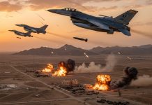Douglas Macgregor (clip): Iran Threatens All-Out Retaliation – No Limits Fighter jets bombing a Syria desert landscape