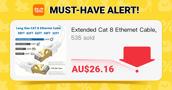Extended Cat 8 Ethernet Cable, Robust High-Speed Cat8 LAN Network Cable, 25/40Gbps 2000Mhz RJ45 Flat Internet Computer Patch Cord, S/FTP UV Resistant for Gaming/Router/Modem, Suitable for Outdoor And Indoor Use
🎉 Coupon price[AU$26.16]
👉 item link: https://temu.to/k/gi1grhz0q1n