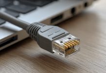 Cat 8 Ethernet cable is the highest-performing cable for computers Cat 8 Ethernet cable with gold-plated tips plug into a router and into the back of computer