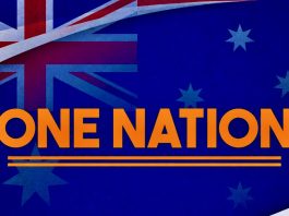 One Nation written on Australia Flag