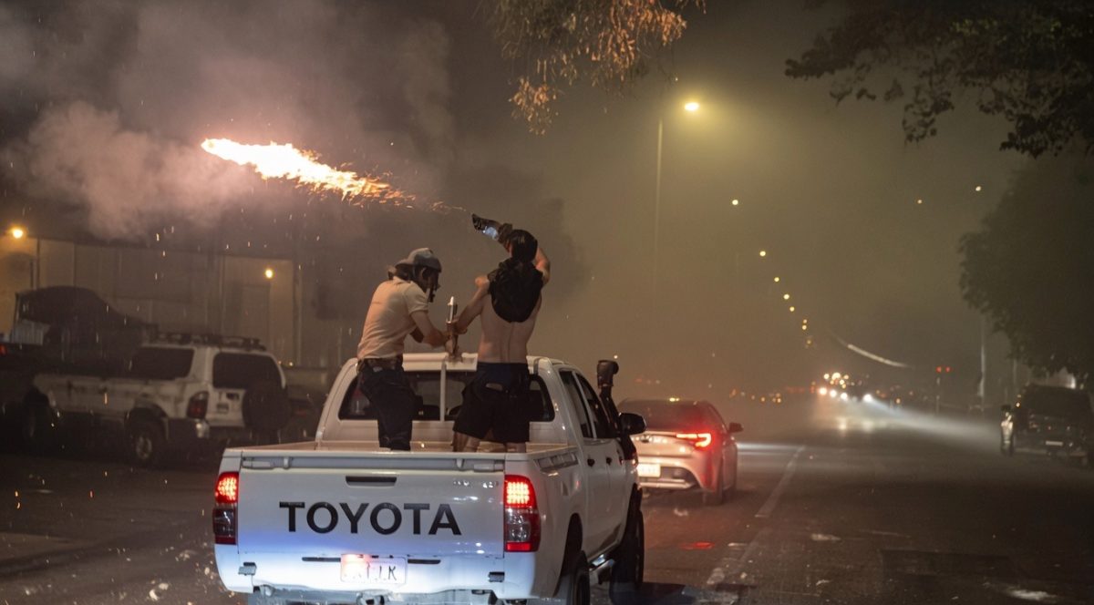 Toyota UTE a Man with a Shooter fireworks