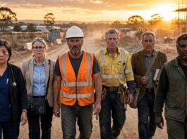 A Group of Workers at Construction Site